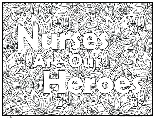 Nurses Are Our Heroes Personalized Giant Coloring Poster 46" x 60"