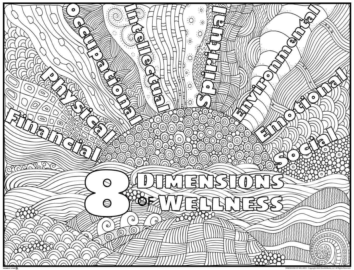 8 Dimensions of Wellness Personalized Giant Coloring Poster 46" x 60"