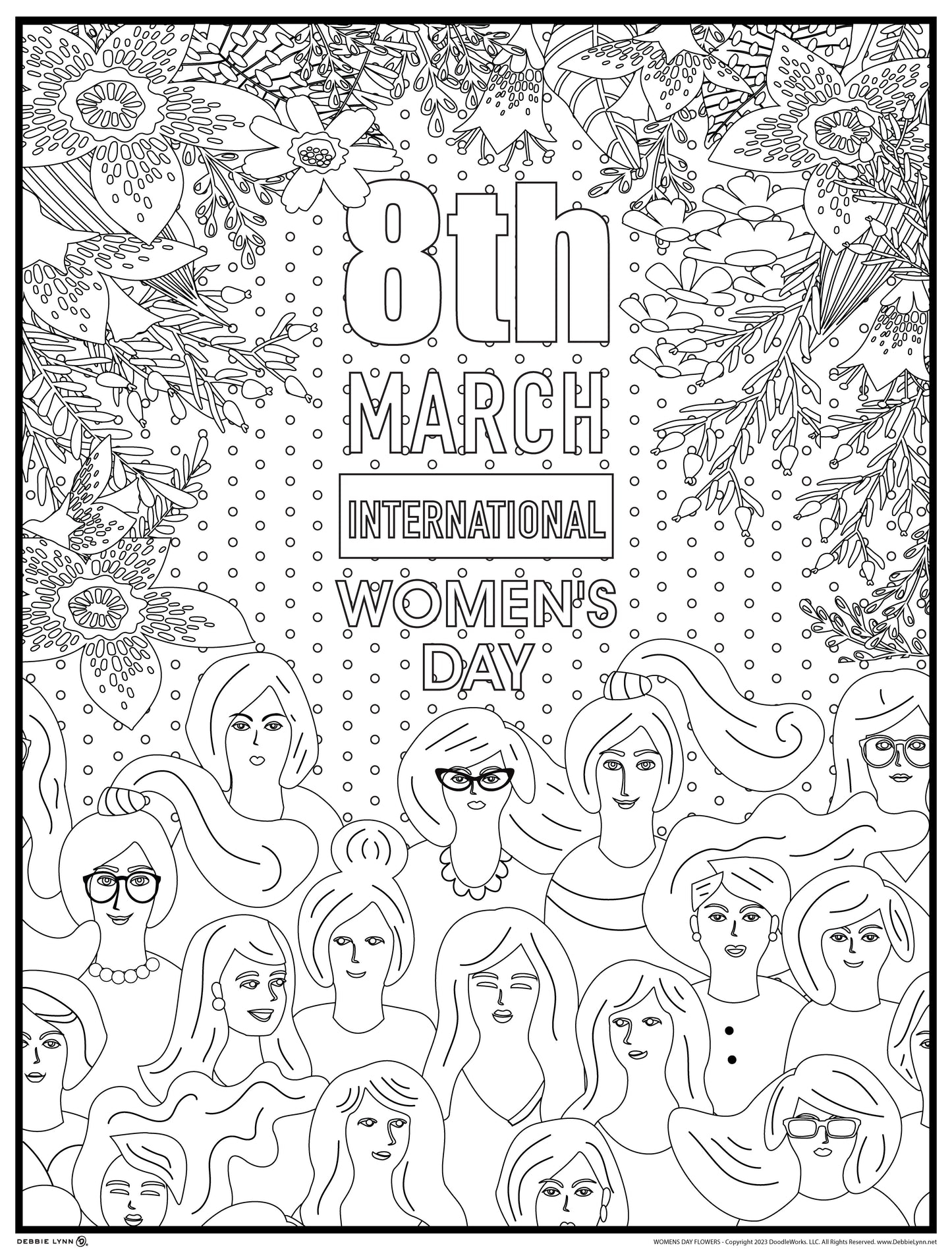 Women's Day Flowers Personalized Giant Coloring Poster 46" x 60"