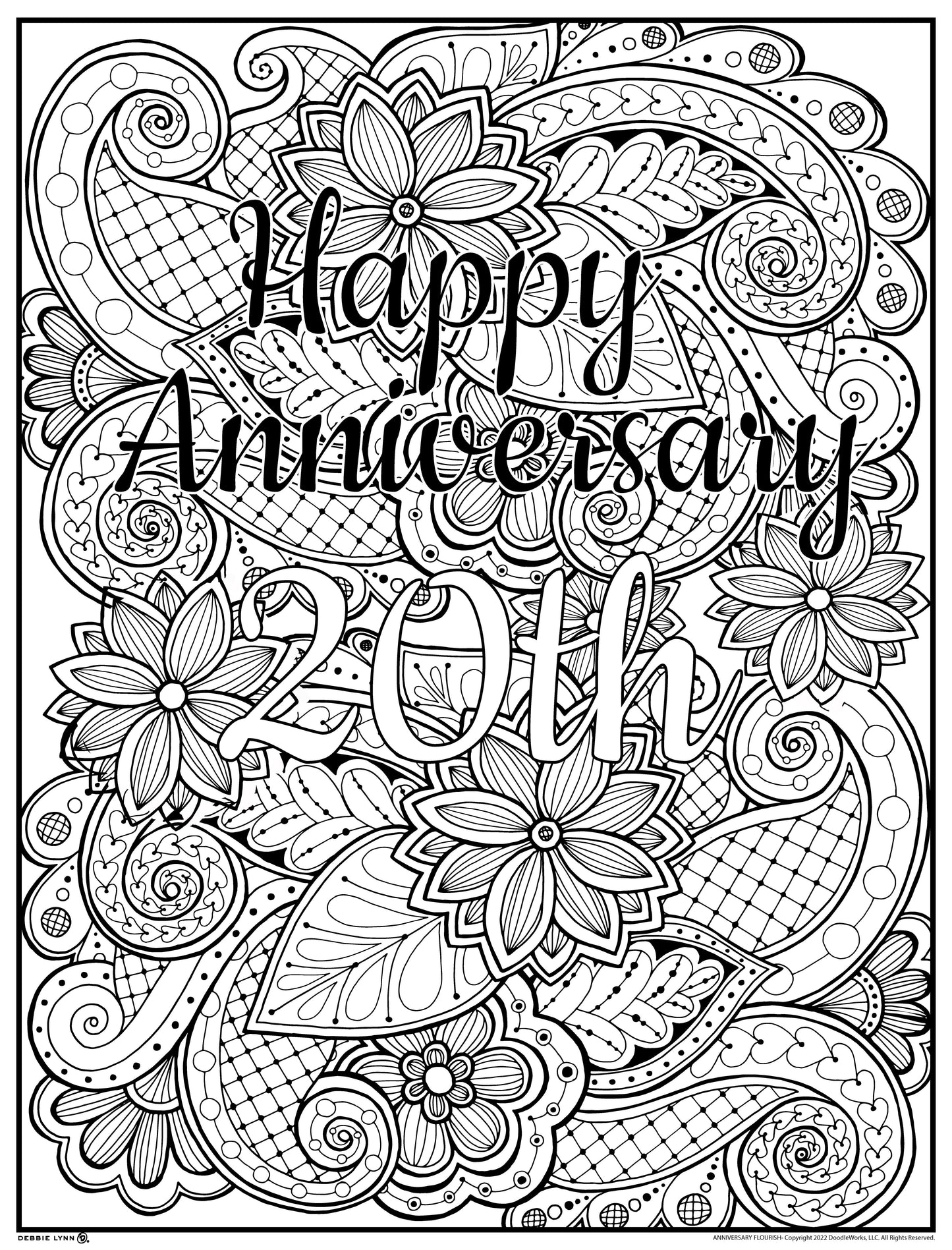 Anniversary Flourish Personalized Giant Coloring Poster 46"x60"