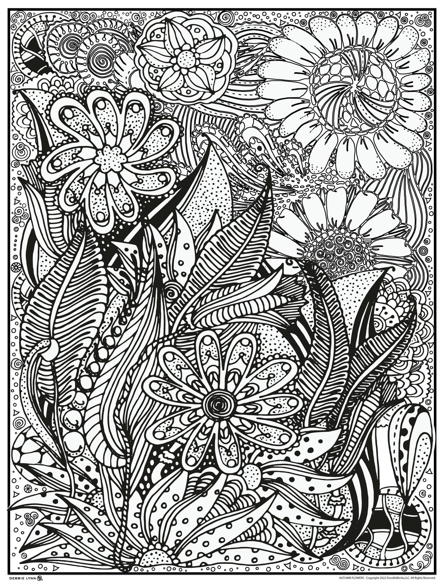 Autumn Flowers Personalized Giant Coloring Poster 46"x60"