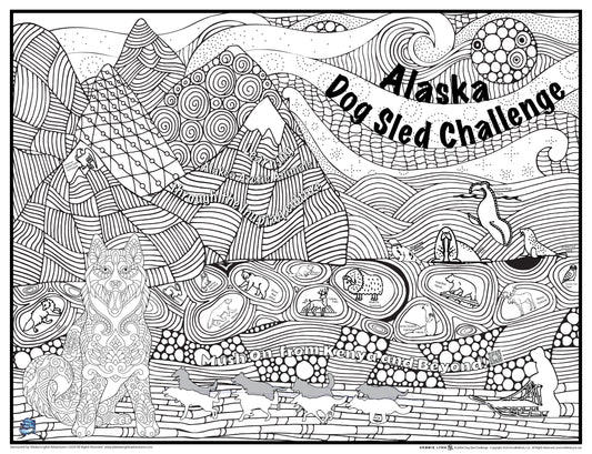 Alaska Dog Sled Challenge FOLDED Jumbo Coloring Poster 46x60"