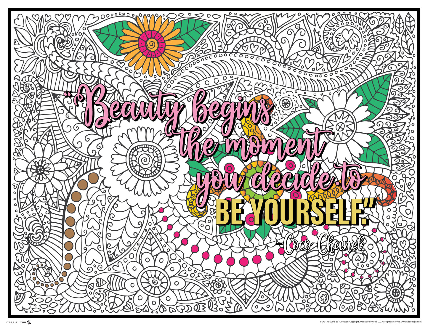 Beauty Begins Be Yourself Personalized Giant Coloring Poster 46" x 60"