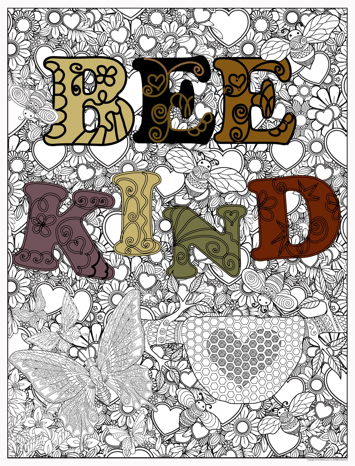 Bee Kind Personalized Giant Coloring Poster 46" x 60"