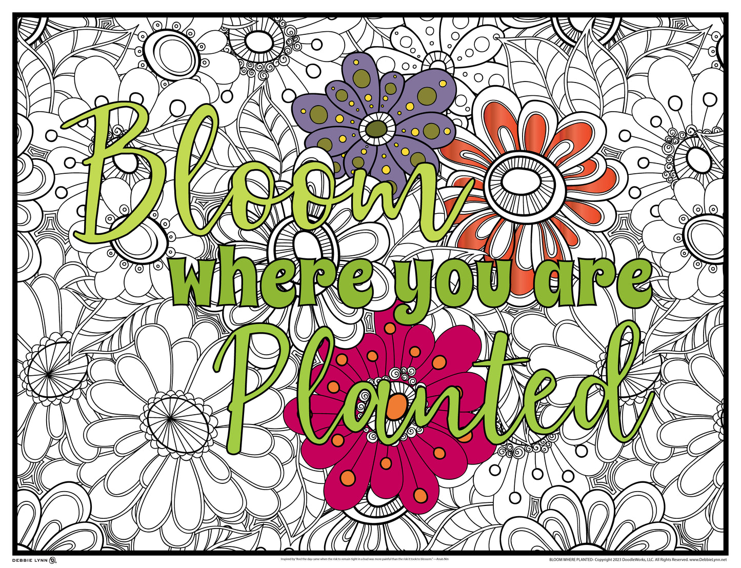 Bloom Where Planted Personalized Giant Coloring Poster 46"x60"