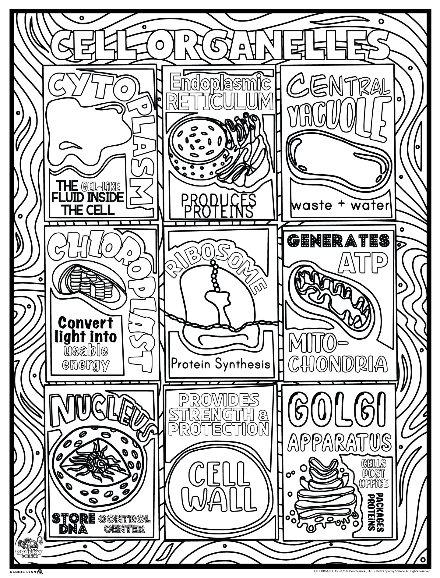 Cell Organelles Spunky Science Personalized Giant Coloring Poster 46"x60"