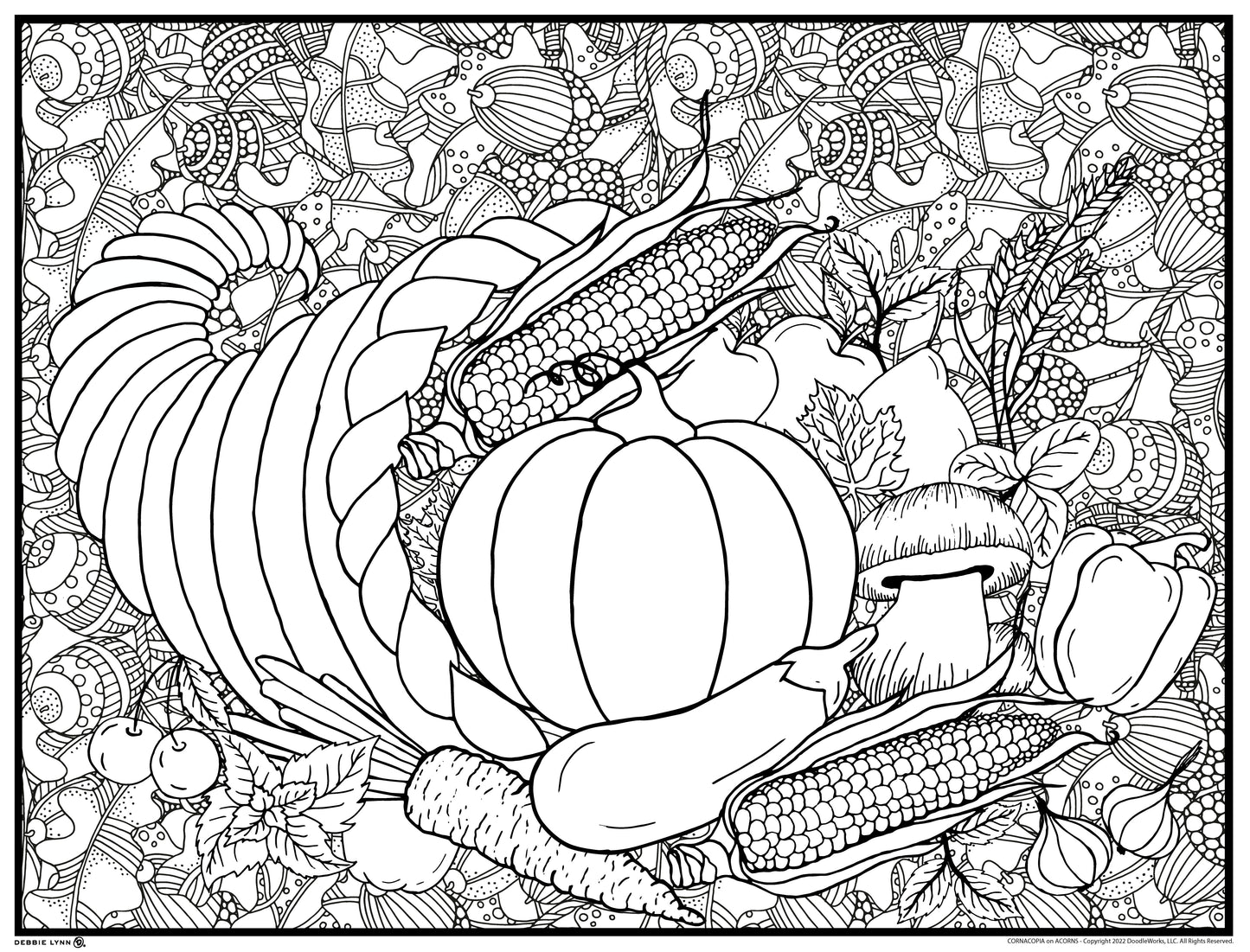 Cornucopia Acorns Personalized Giant Coloring Poster 46"x60"