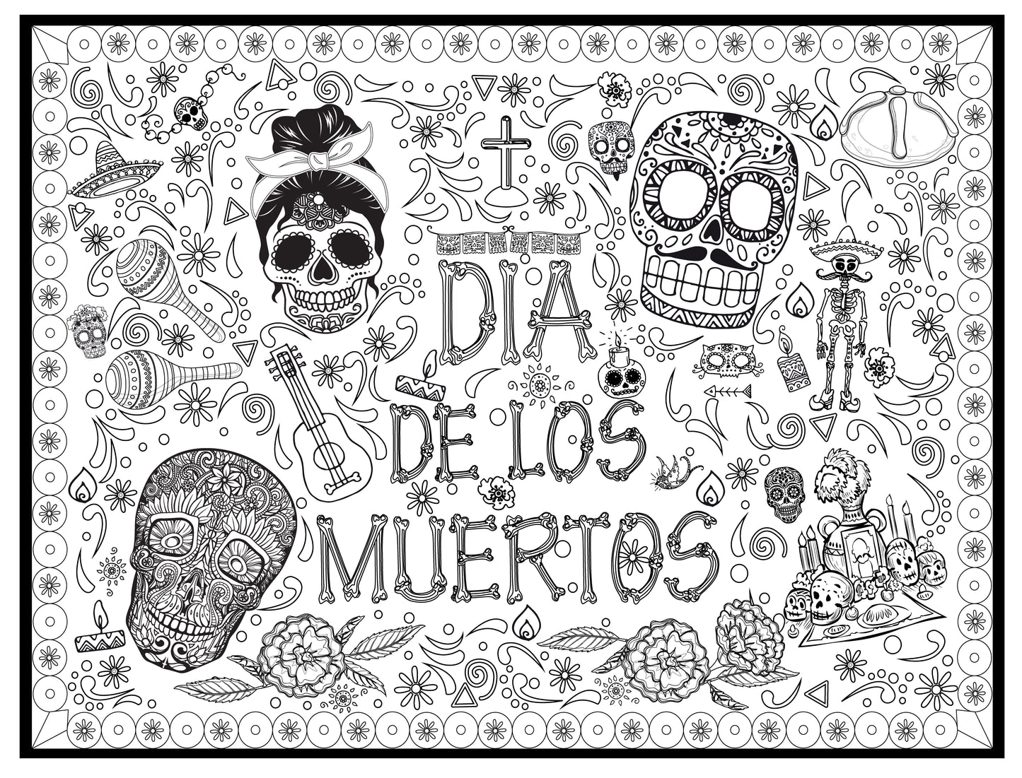 Dia de los Muertos Personalized Giant Coloring Poster 46"x60"