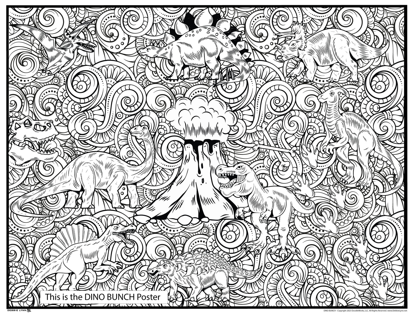 Dinosaur Bunch Personalized Giant Coloring Poster 46"x60"