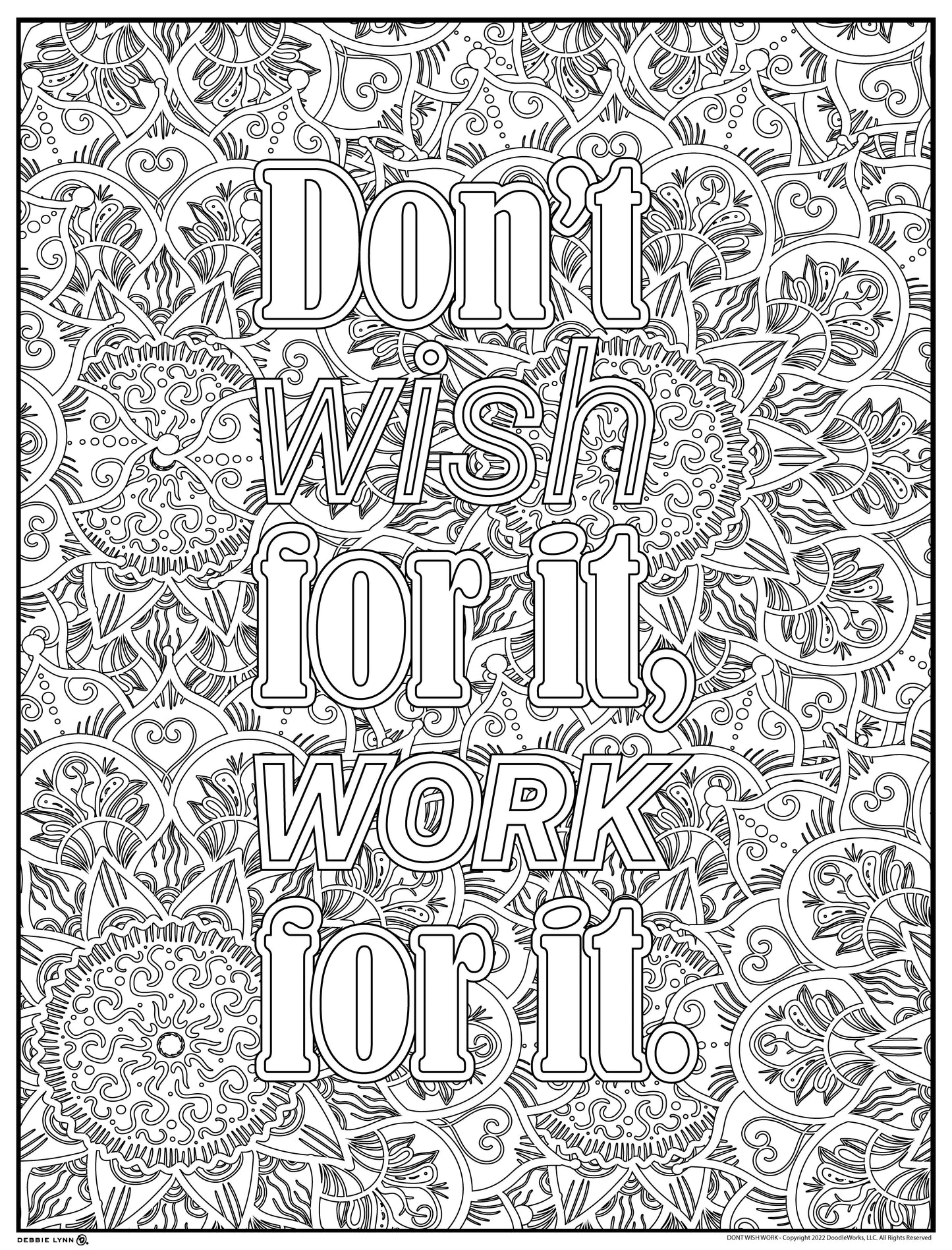 Don't Wish For It Work For It Personalized Giant Coloring Poster 46"x60"