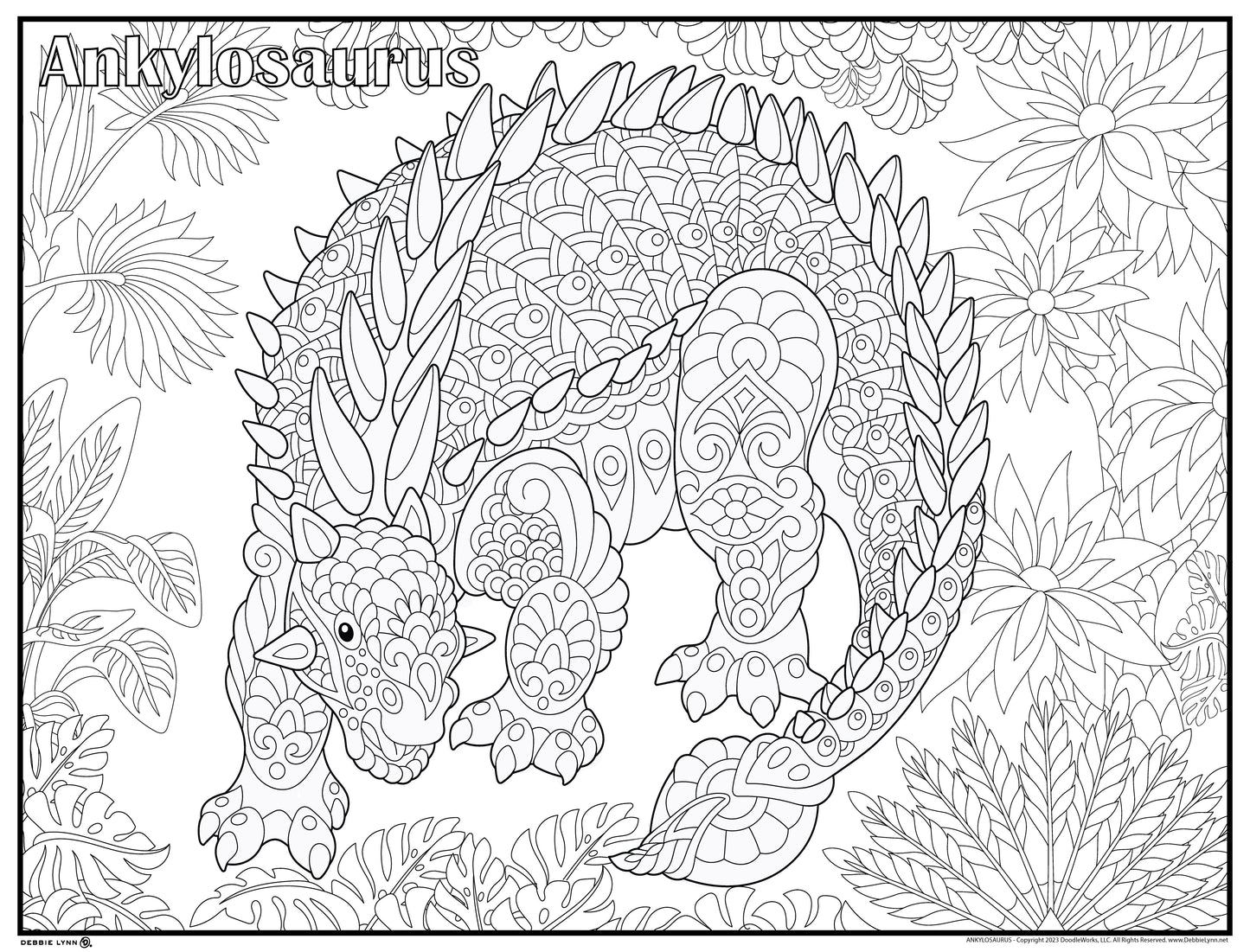 Ankylosaurus Dinosaur Personalized Giant Coloring Poster 46"x60"