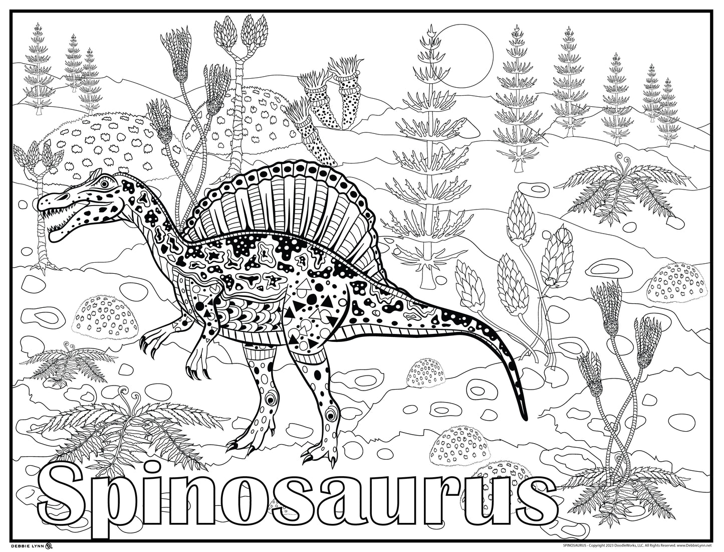 Spinosaurus Dinosaur Personalized Giant Coloring Poster 46"x60"