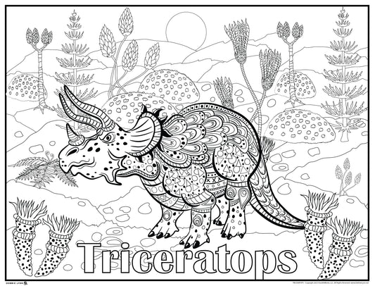 Triceratops Dinosaur Personalized Giant Coloring Poster 46"x60"