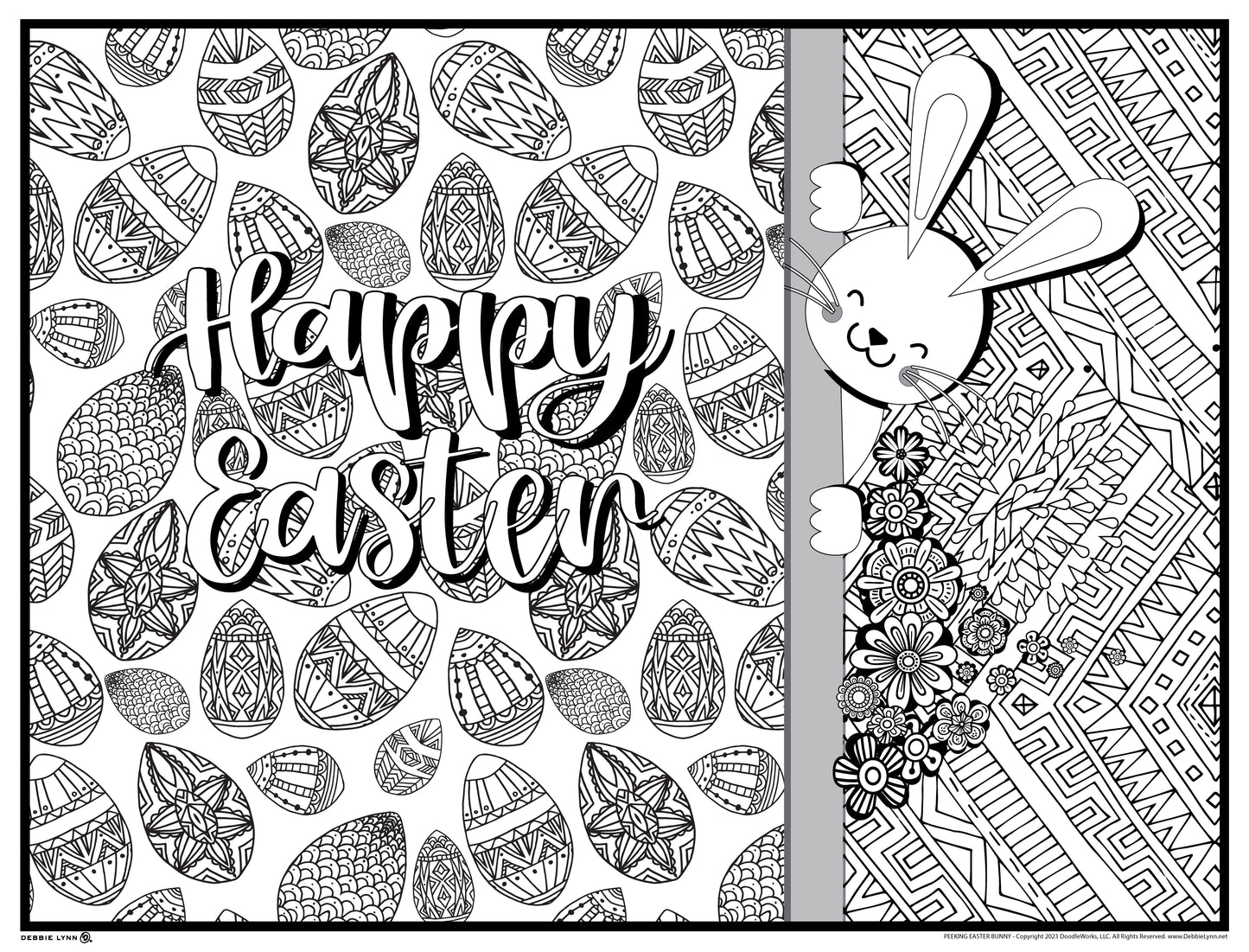 Peeking Easter Bunny Personalized Giant Coloring Poster 46"x60"