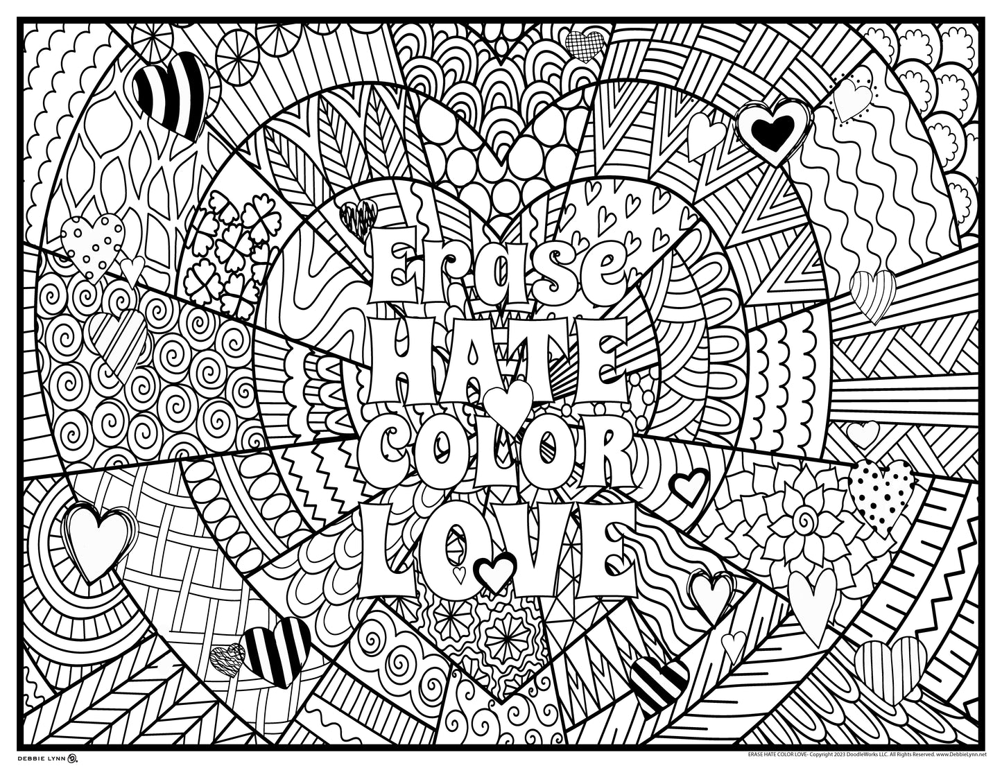 Erase Hate Color Love Personalized Giant Coloring Poster  46"x60"