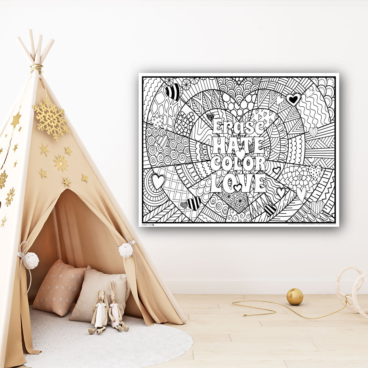 Erase Hate Color Love Personalized Giant Coloring Poster  46"x60"