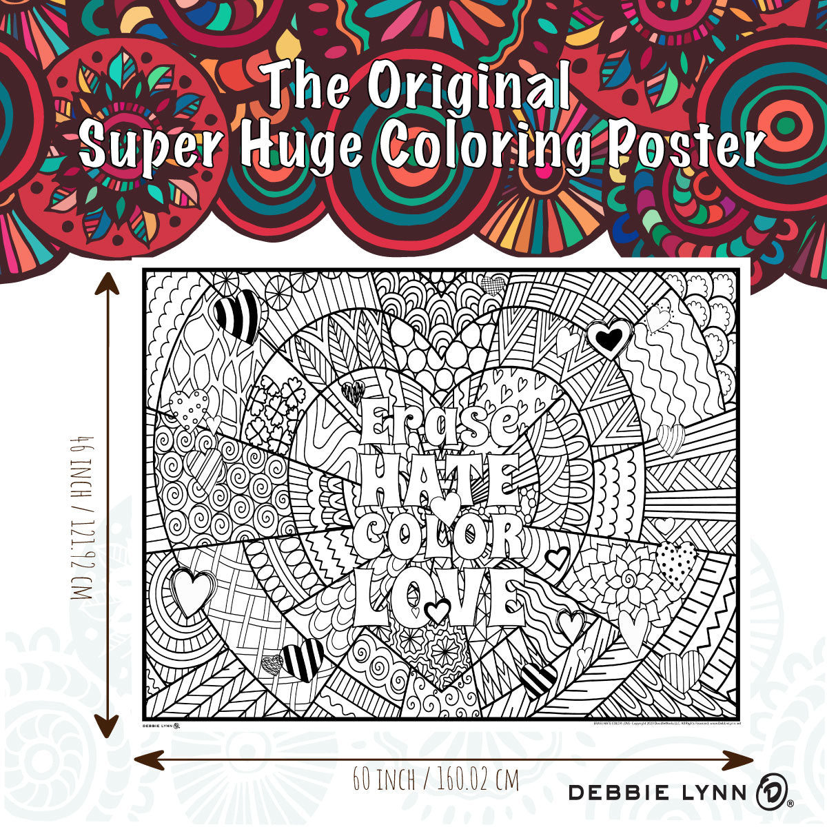 Erase Hate Color Love Personalized Giant Coloring Poster  46"x60"