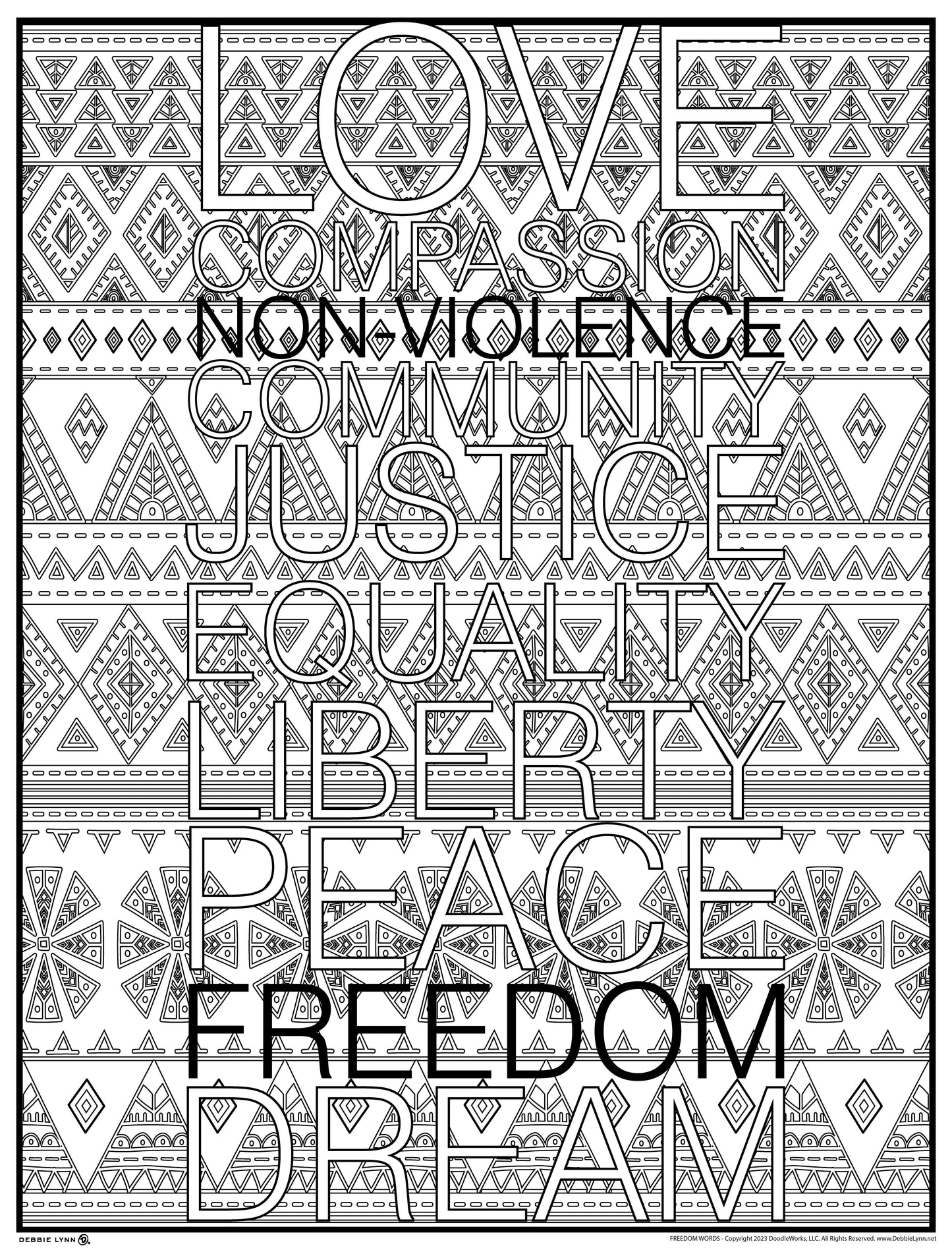 Freedom Words Personalized Giant Coloring Poster 46"x60"