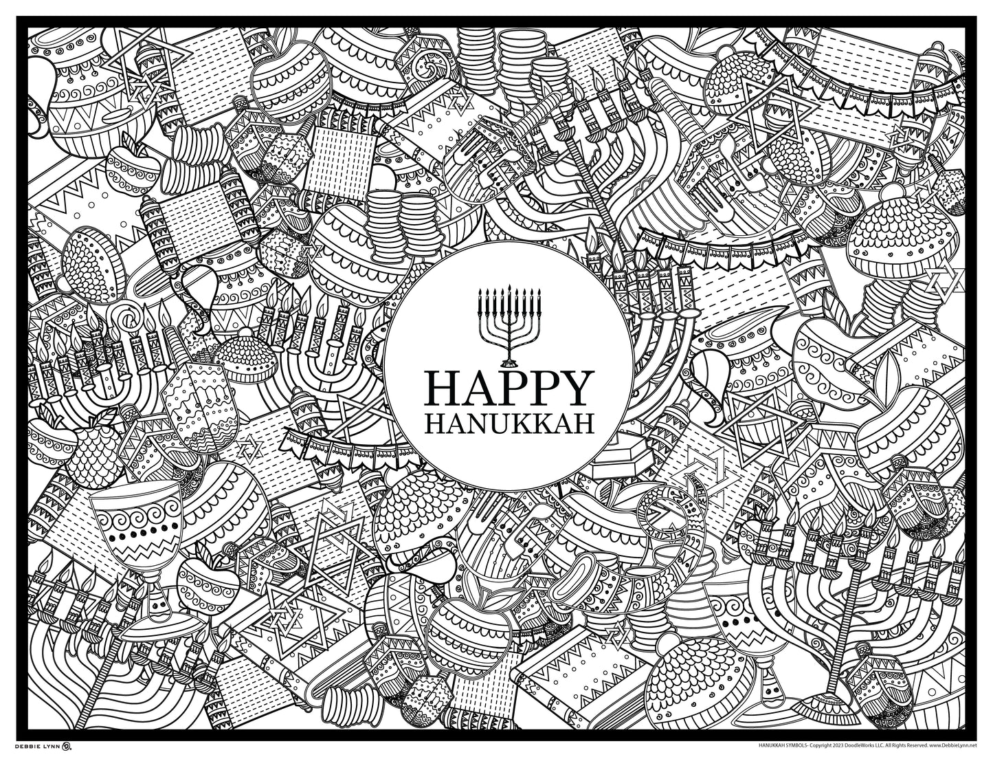 Hanukkah Symbols Giant Coloring Poster