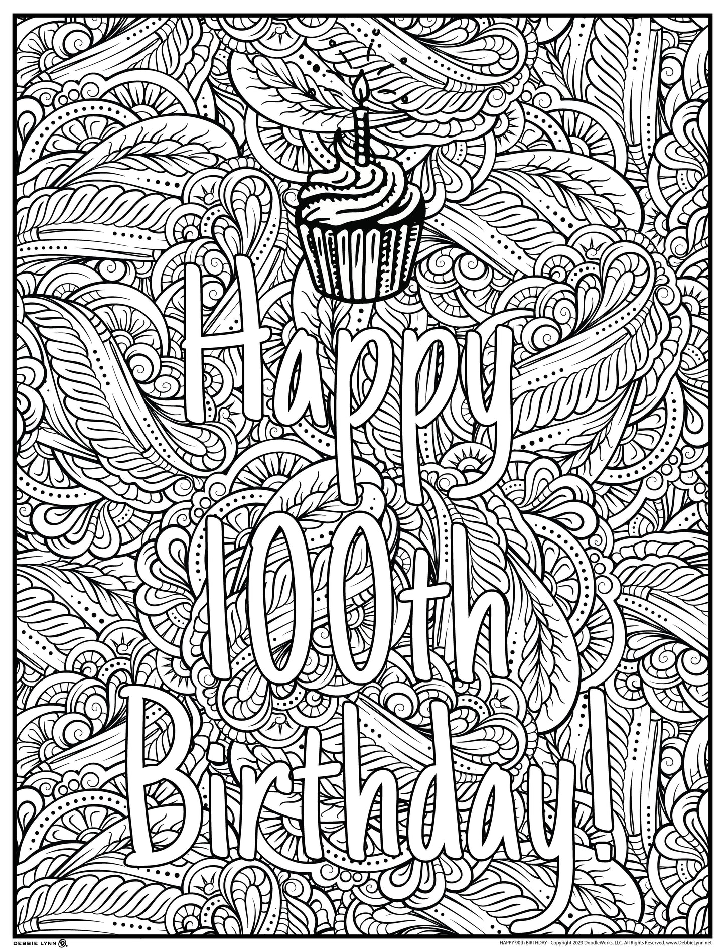 Happy 100 Personalized Giant Coloring Poster 46"x60"