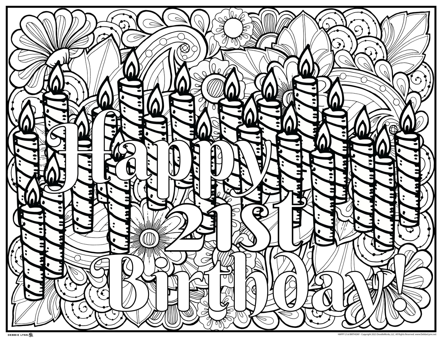 Happy 21 Birthday Personalized Giant Coloring Poster 46"x60"