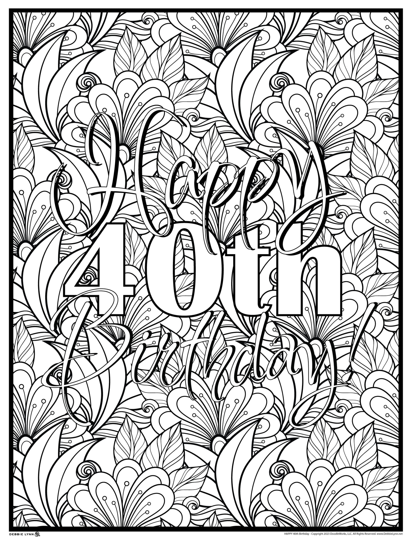 Happy 40 Personalized Giant Coloring Poster 46"x60"