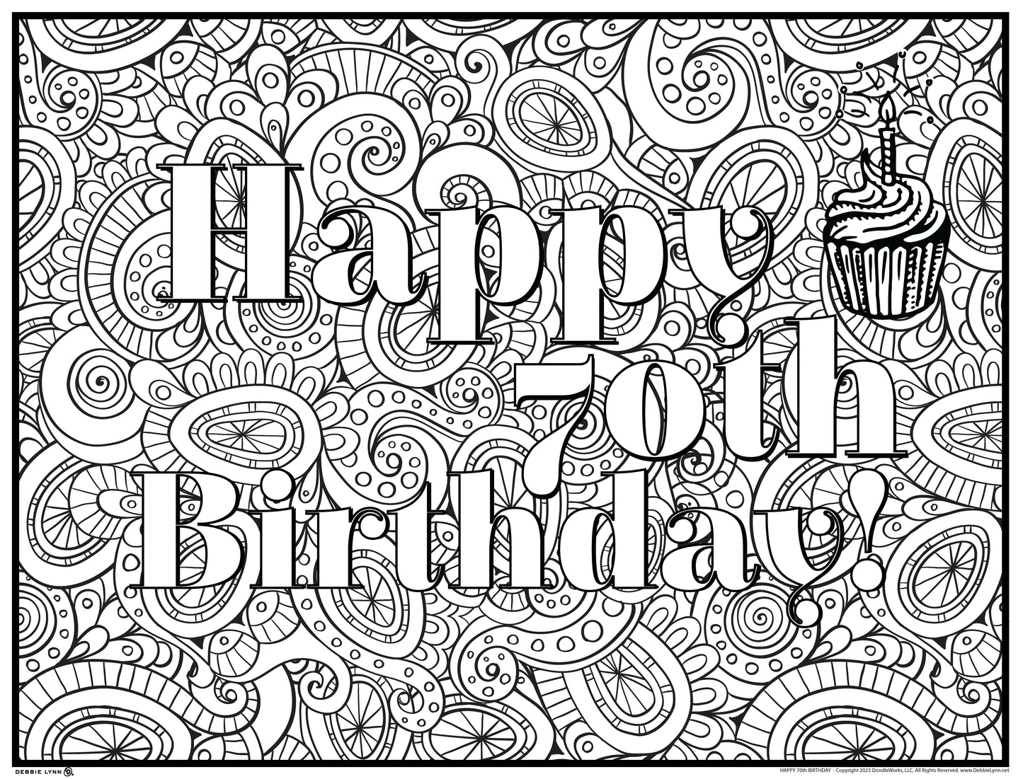 Happy 70 Personalized Giant Coloring Poster 46"x60"