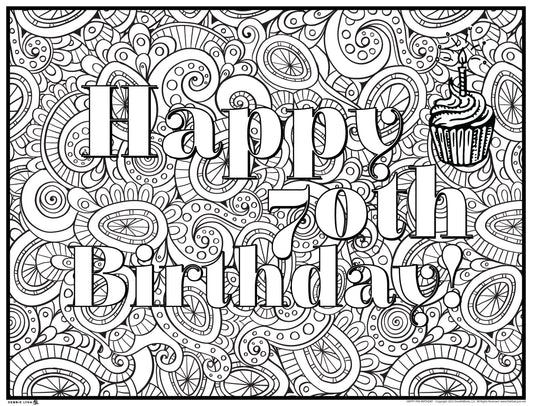 Happy 70 Personalized Giant Coloring Poster 46"x60"