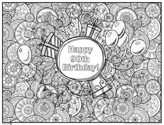 Happy 90 Personalized Giant Coloring Poster 46"x60"