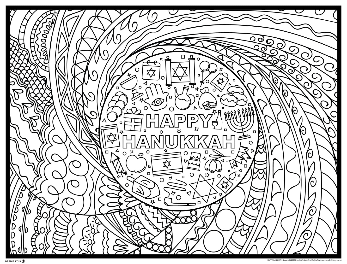 Happy Hanukkah Giant Coloring Poster