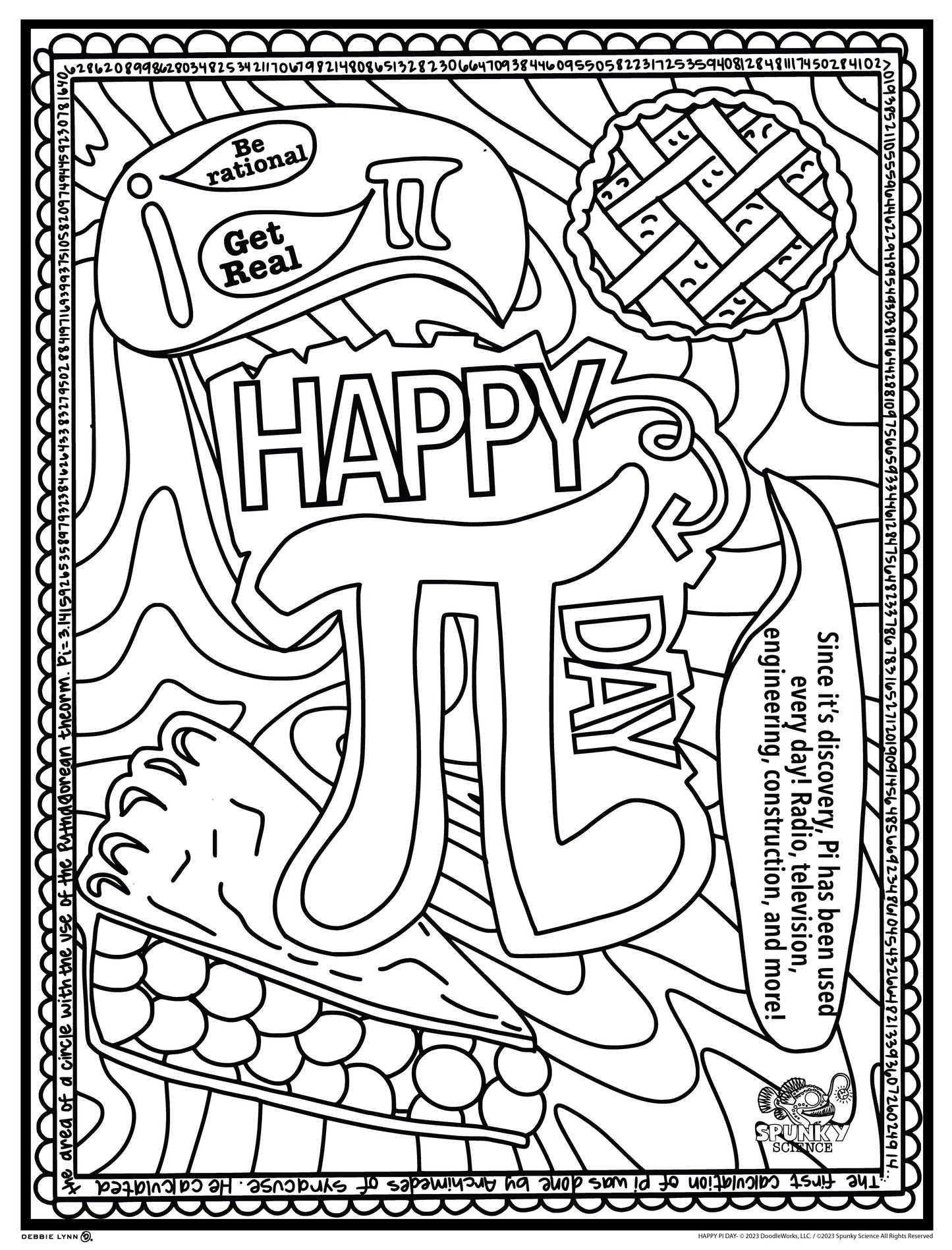 Happy Pi Day Spunky Science Personalized Giant Coloring Poster 46"x60"