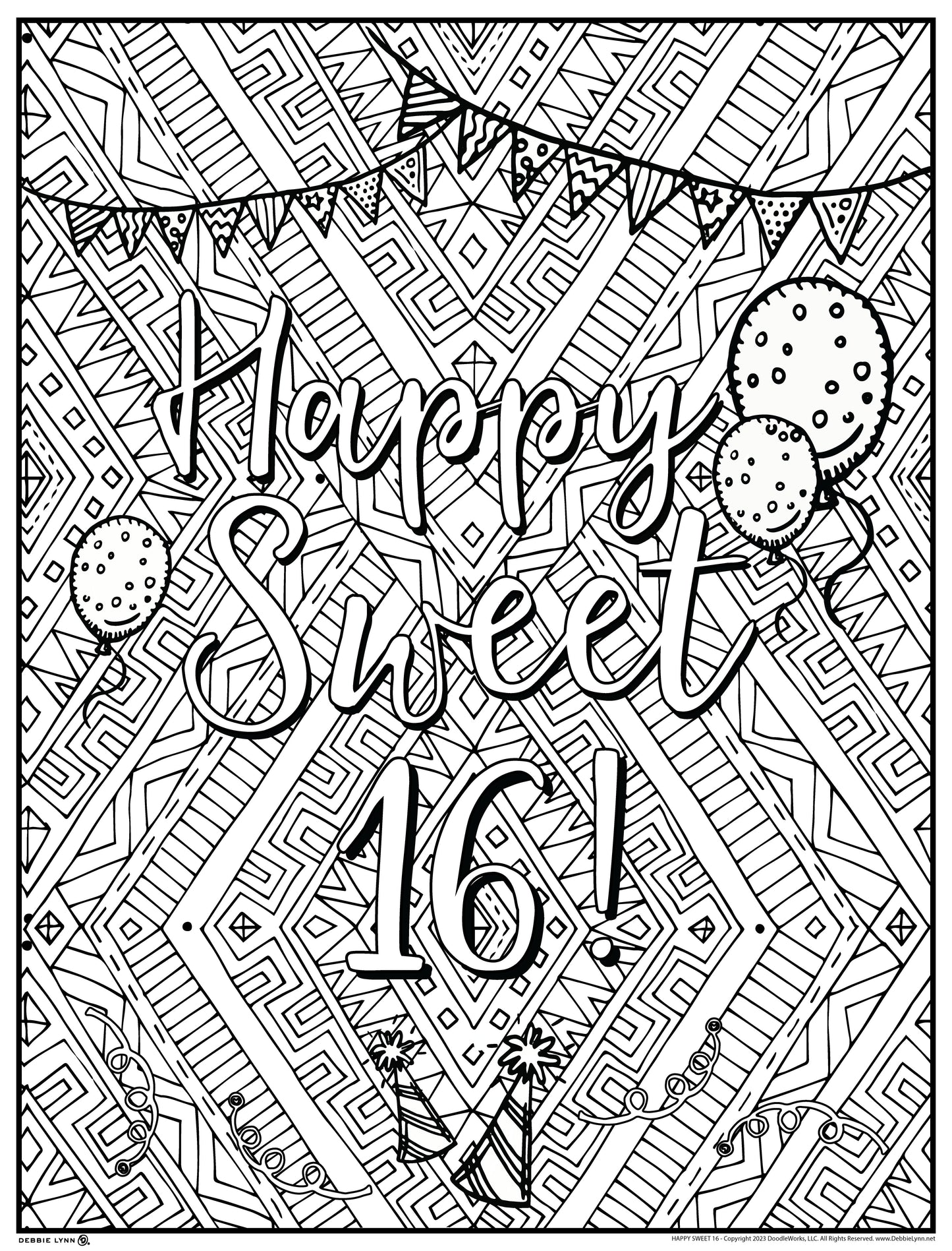 Happy Sweet 16 Birthday Personalized Giant Coloring Poster 46"x60"