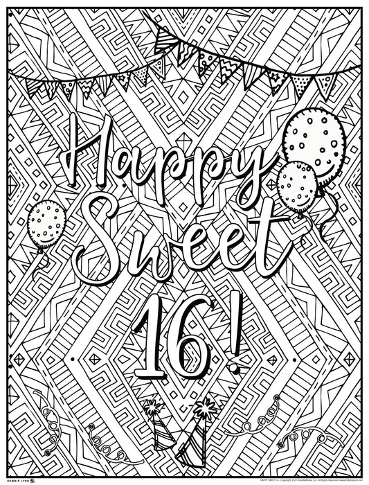 Happy Sweet 16 Birthday Personalized Giant Coloring Poster  46"x60"
