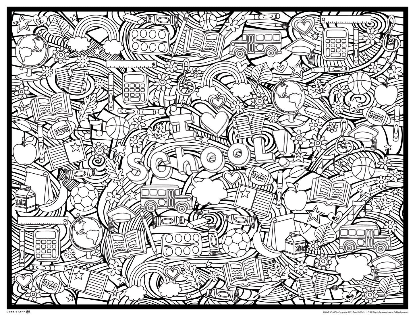 I Love School Personalized Giant Coloring Poster 46"x60"