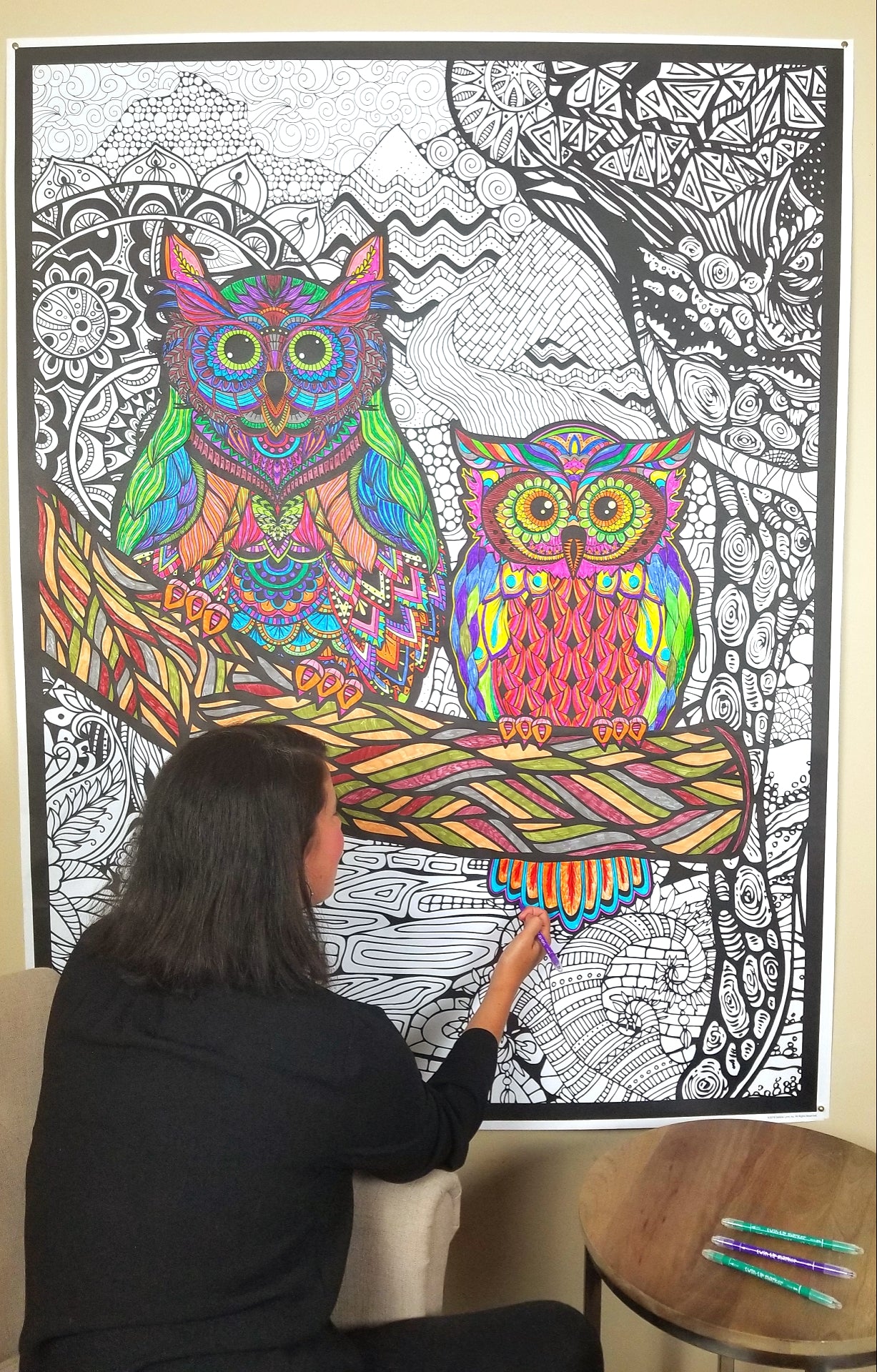 Owl Personalized Giant Coloring Poster 46"x60"