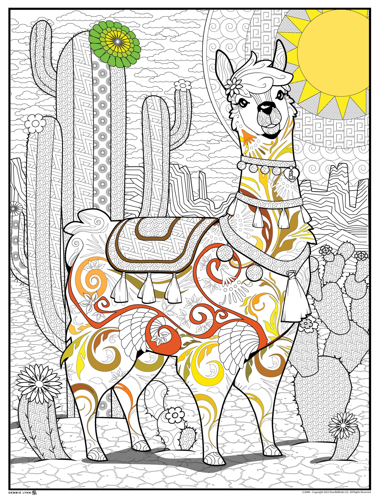 Llama Personalized Giant Coloring Poster 46"x60"