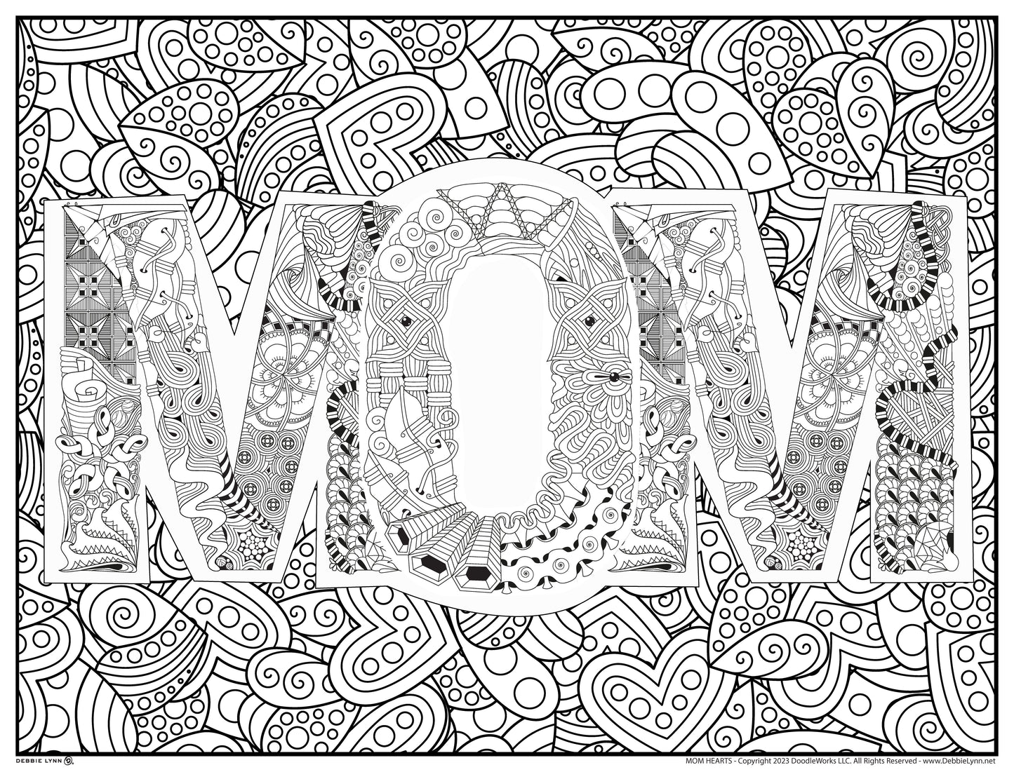 Mom Hearts Personalized Giant Coloring Poster 46"x60"