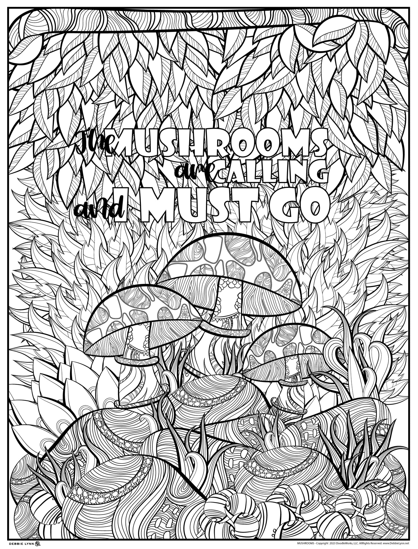 Mushrooms Personalized Giant Coloring Poster 46"x60"