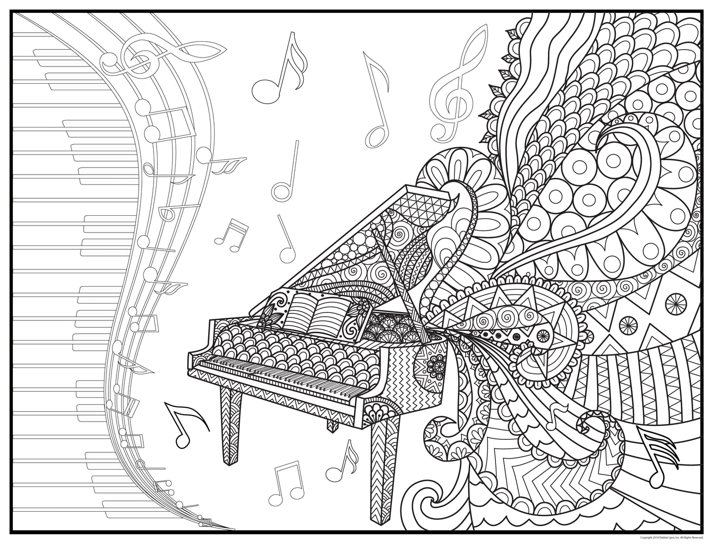 Music Piano Personalized Giant Coloring Poster 46"x60"