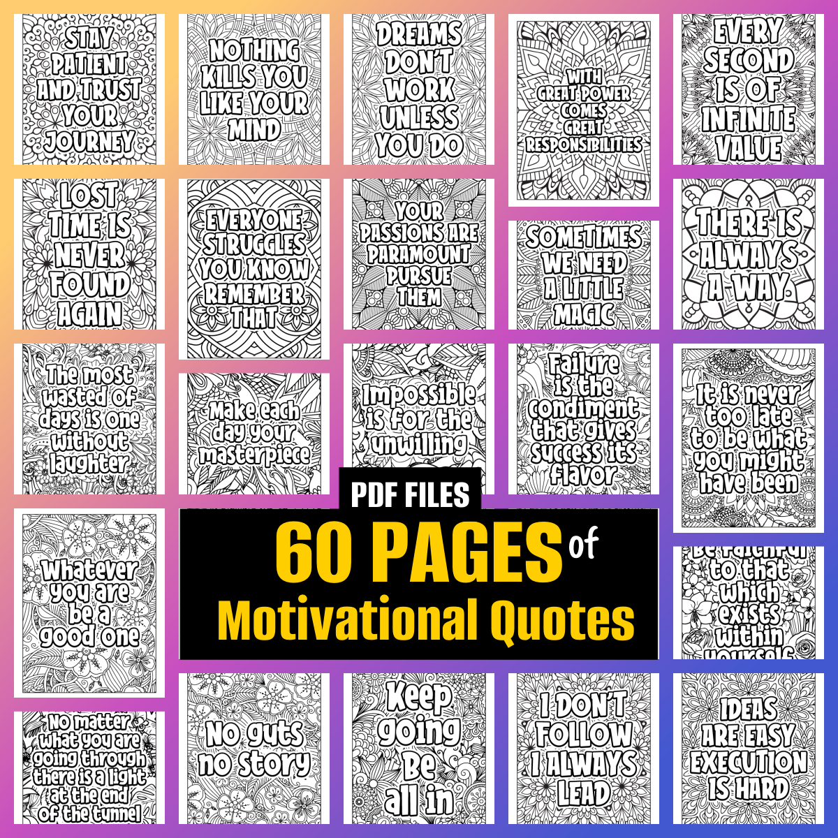 Motivational Digital Mini Value Pack Coloring Pages