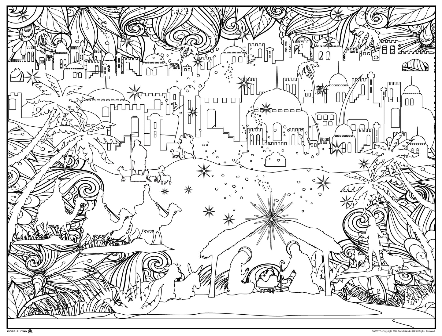 NATIVITY FAITH PERSONALIZED GIANT COLORING POSTER 46"x60"