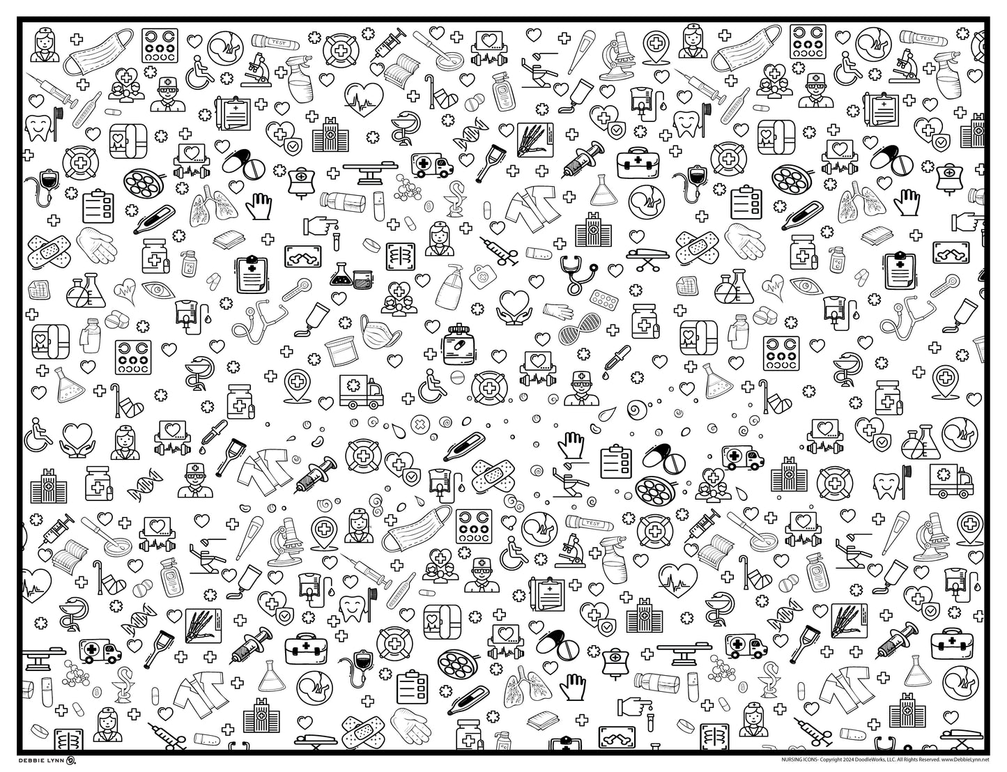 Nursing Icons Personalized Giant Coloring Poster 46"x60"