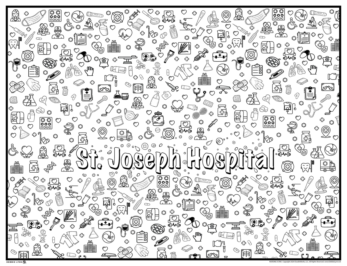 Nursing Icons Personalized Giant Coloring Poster 46"x60"