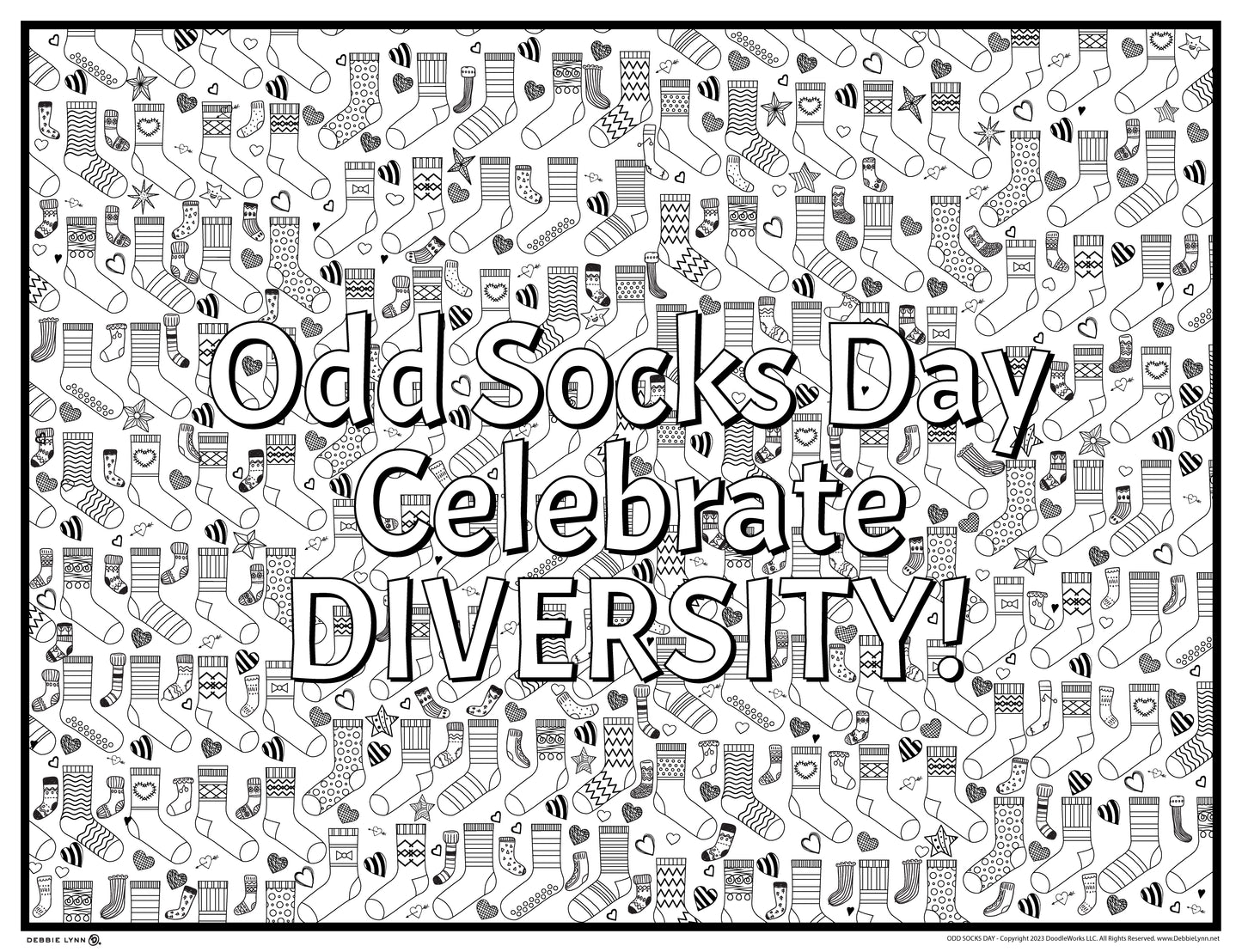 Odd Socks Day Diversity Personalized Giant Coloring Poster 46x60"