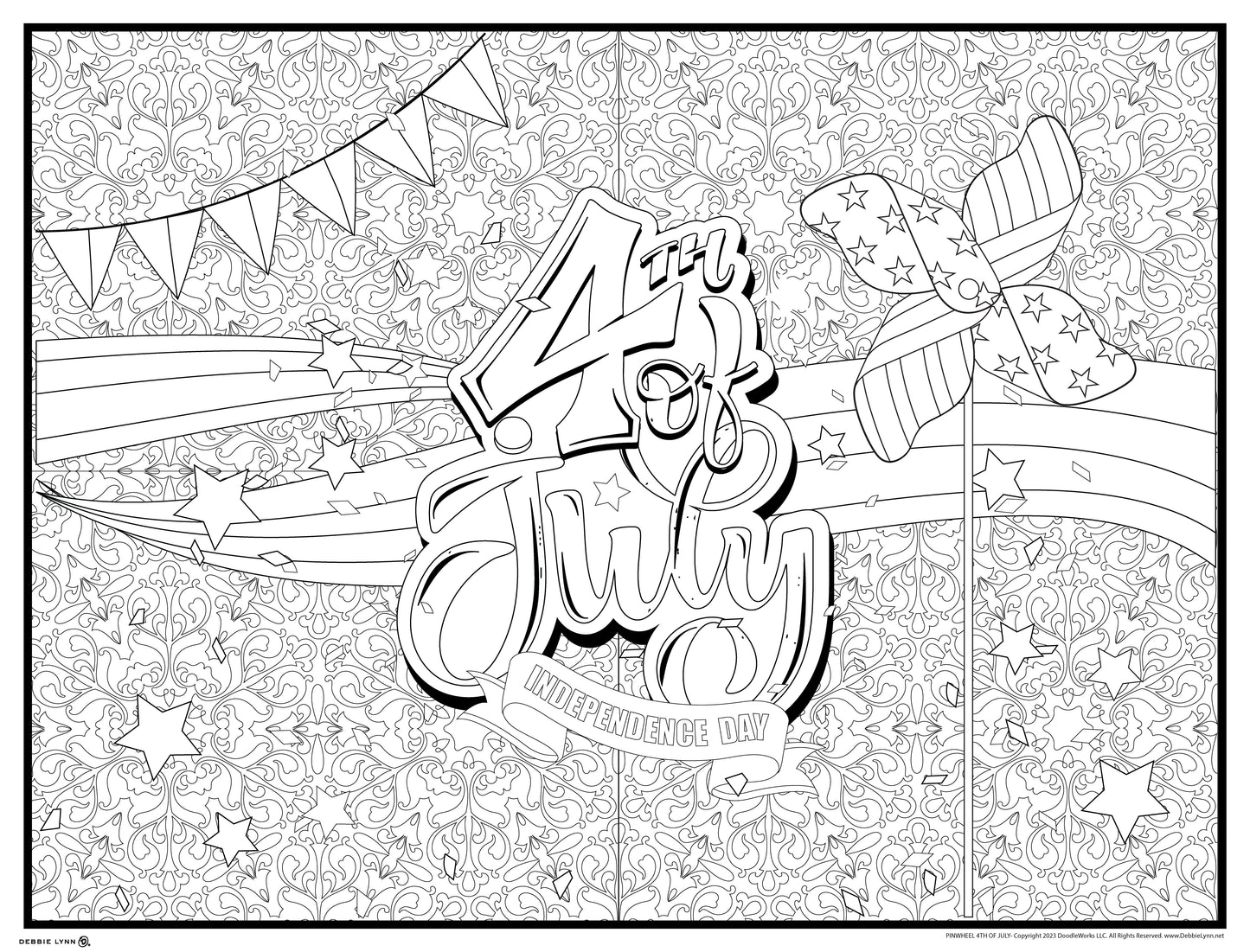 Pinwheel July 4th Personalized Giant Coloring Poster 46"x60"