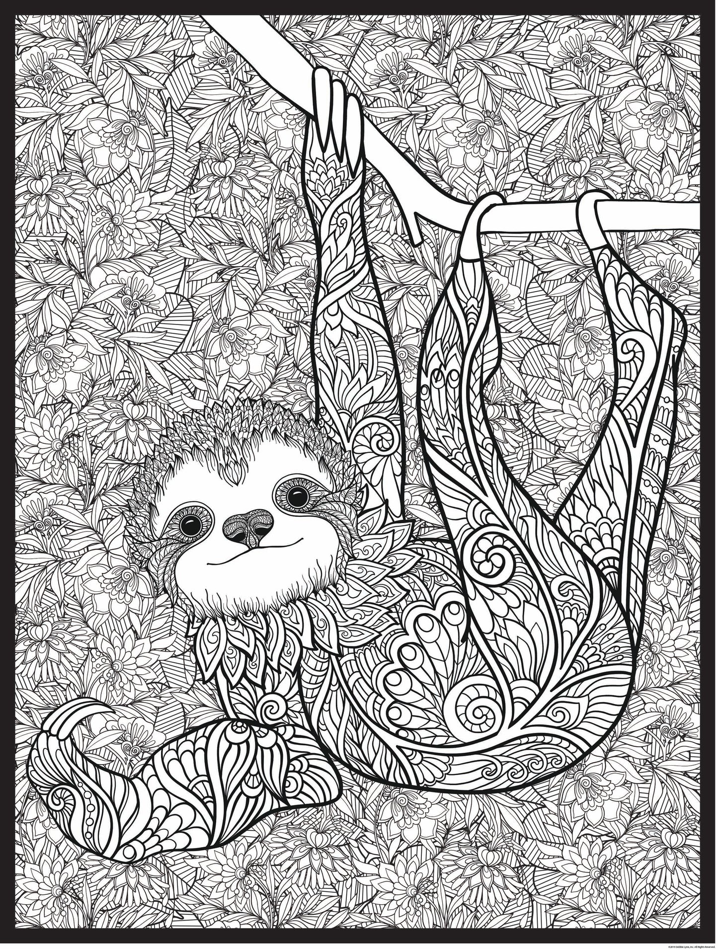 Sloth Personalized Giant Coloring Poster 46"x60"