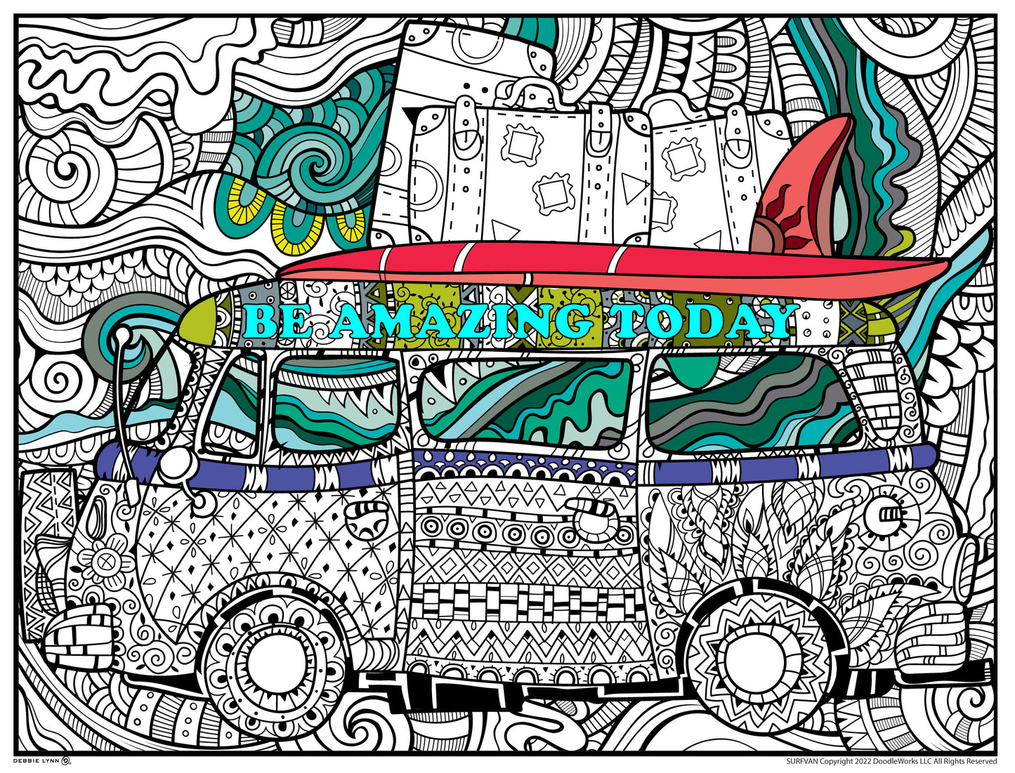 Surf Van Personalized Giant Coloring Poster 46"x60"