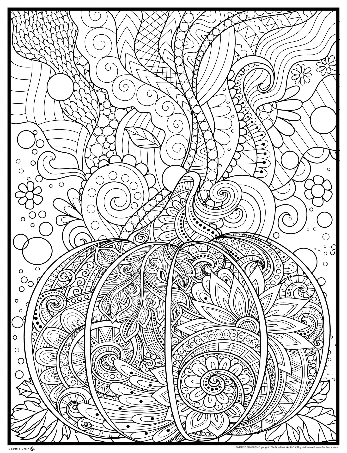Swirling Pumpkin Coloring Poster 24x36