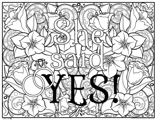 SHE SAID YES! PERSONALIZED GIANT COLORING POSTER 46" x 60"