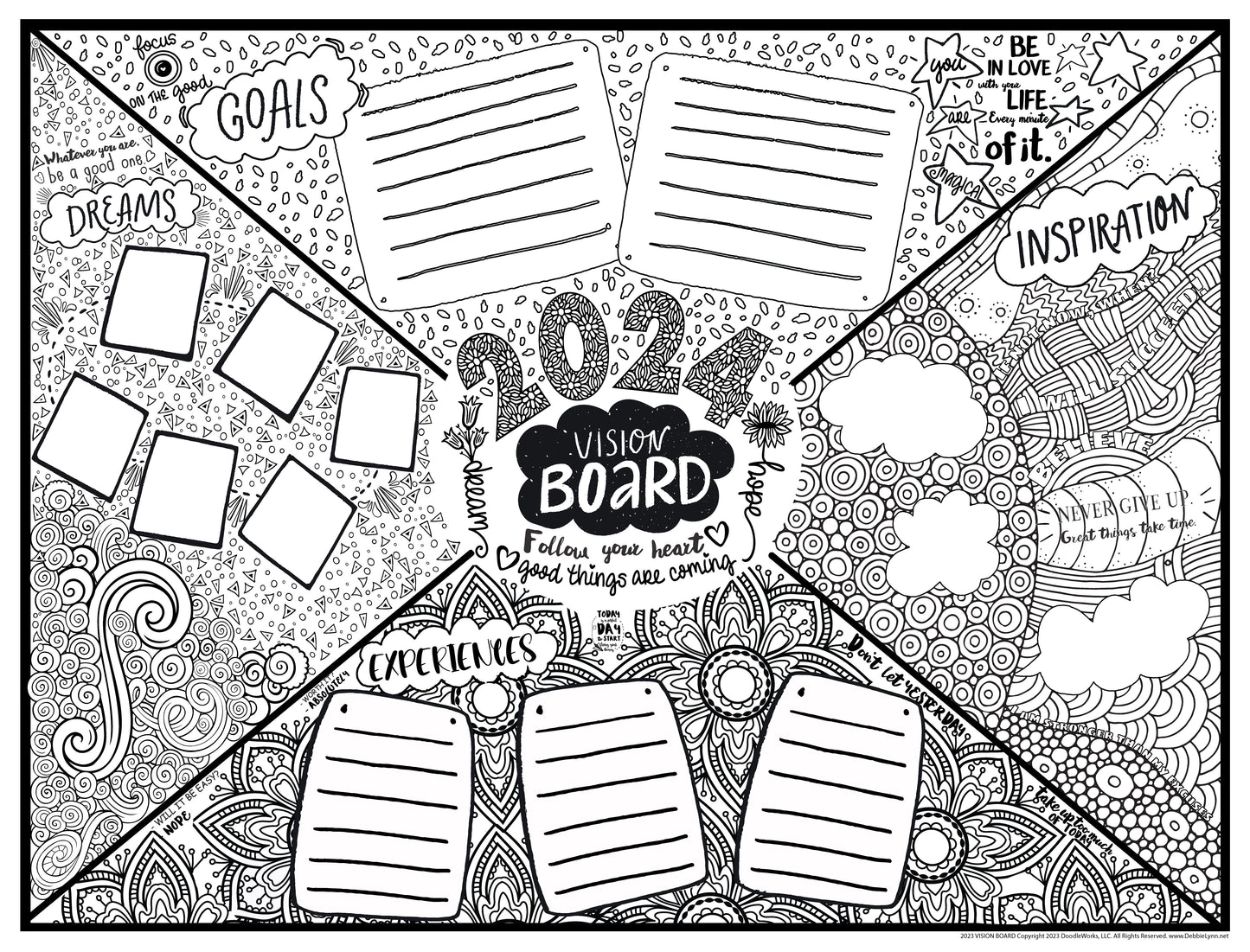 2024 Vision Board Personalized Giant Coloring Poster 46"x60"